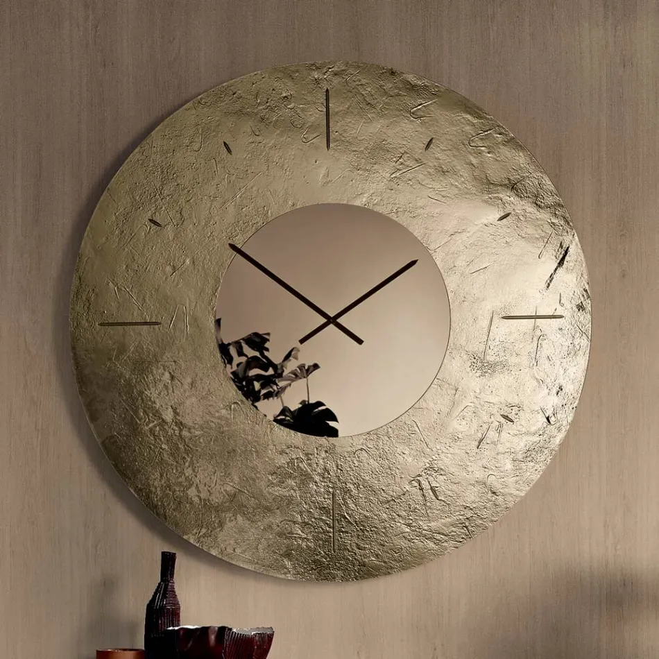 Cinzia - Horloge murale en verre fusionné argenté à dos martelé, fabriquée en Italie Viadurini