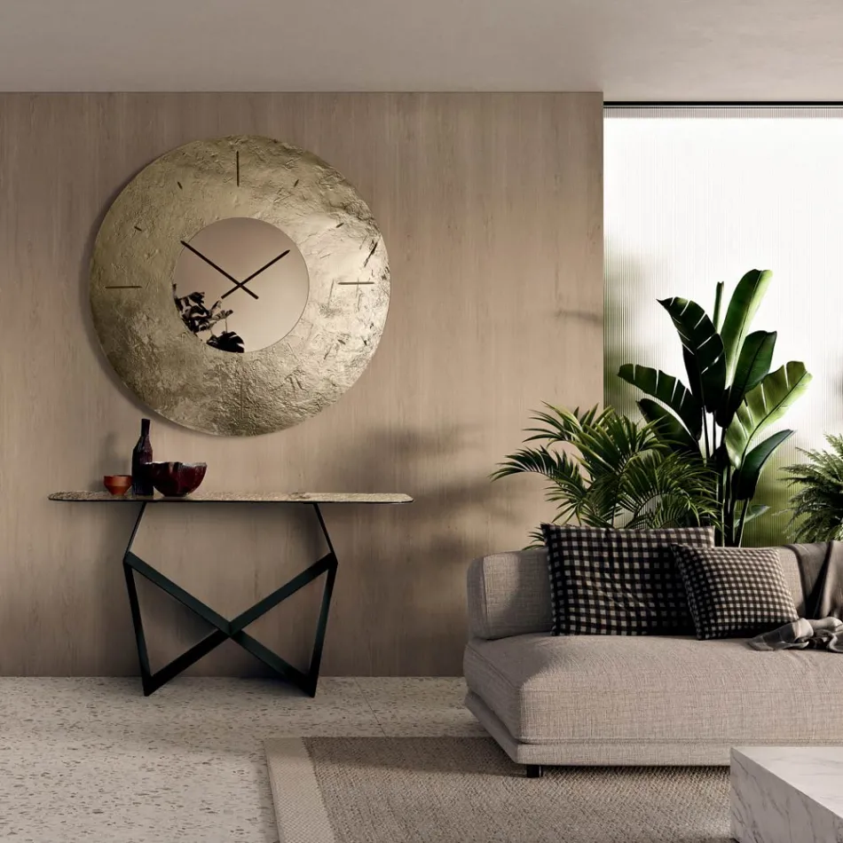 Cinzia - Horloge murale en verre fusionné argenté à dos martelé, fabriquée en Italie Viadurini