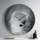 Cinzia - Horloge murale en verre fusionné argenté à dos martelé, fabriquée en Italie Viadurini