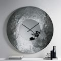 Cinzia - Horloge murale en verre fusionné argenté à dos martelé, fabriquée en Italie