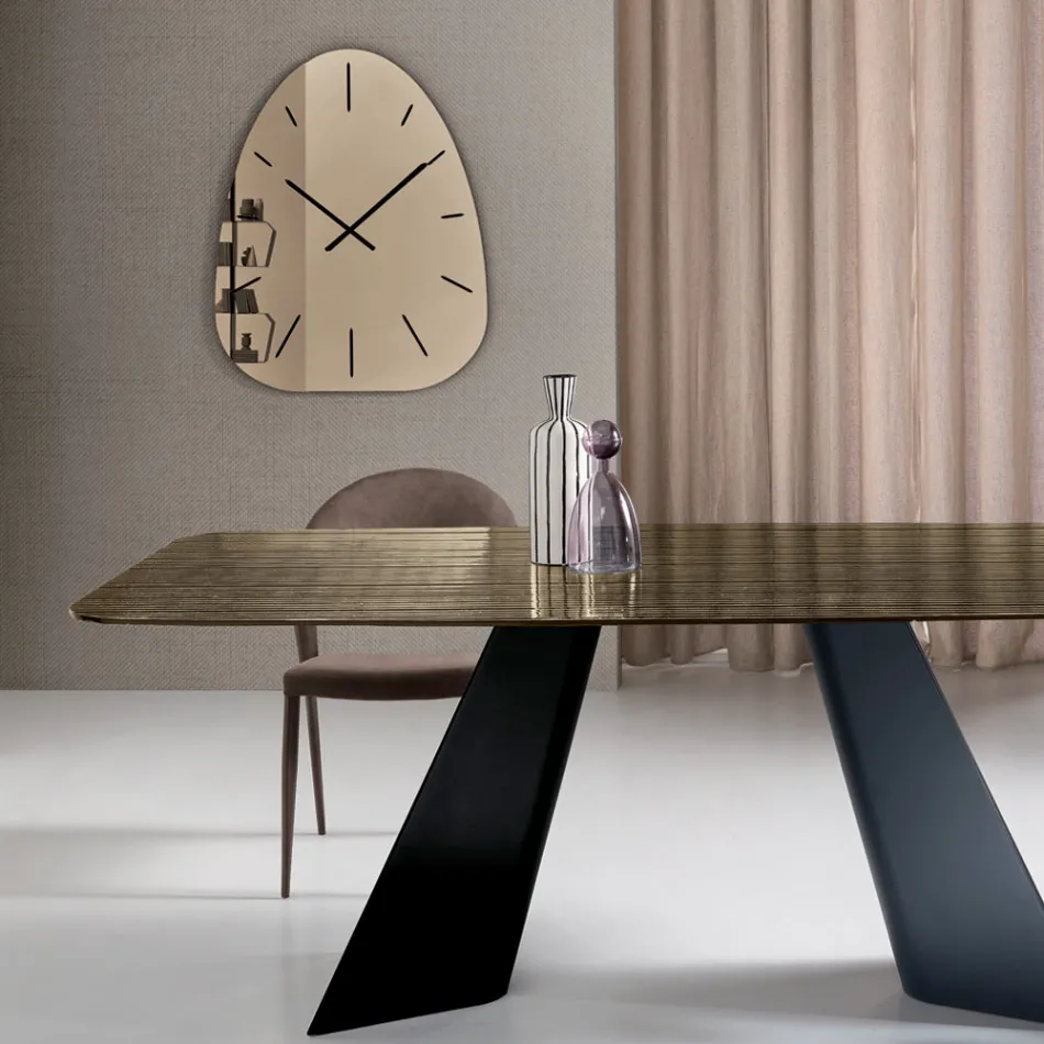 Horloge murale Claudia en verre miroir avec chiffres gravés au laser Viadurini