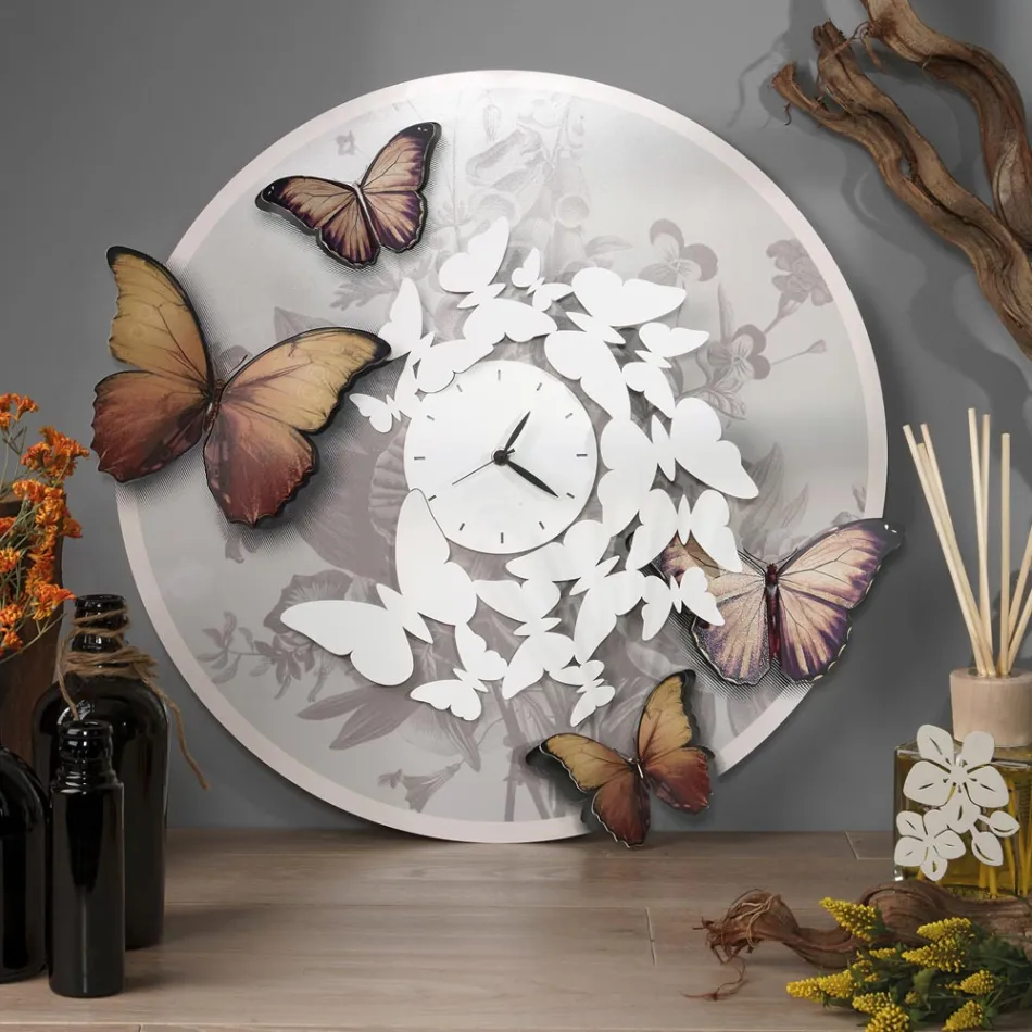 Horloge avec décoration papillon en différentes finitions fabriquées en Italie - Boutons de manchette Viadurini