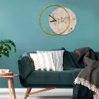 Horloge avec panneau en bois et imprimé fabriquée en Italie - Malawi Viadurini