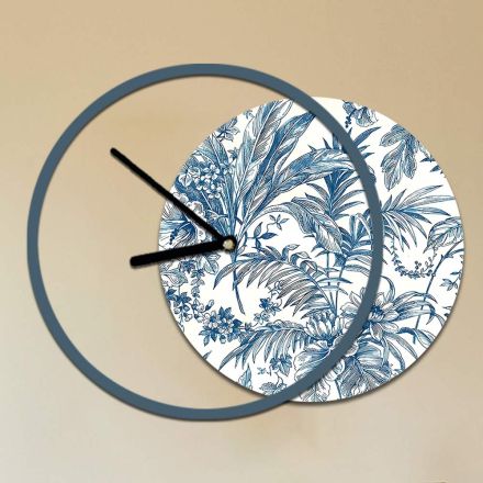 Horloge avec panneau en bois et imprimé fabriquée en Italie - Malawi Viadurini
