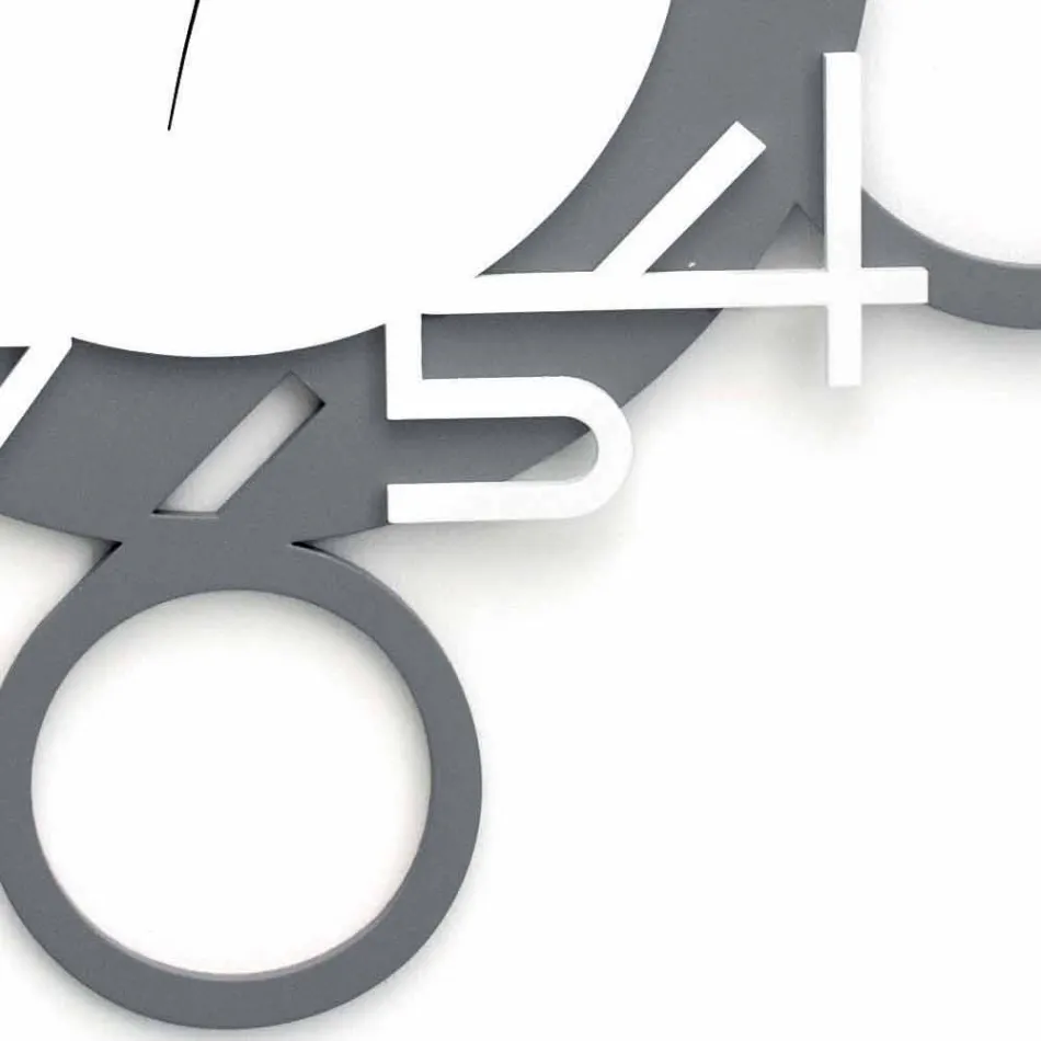 Grande horloge murale design moderne en bois blanc et gris - Chiffre Viadurini