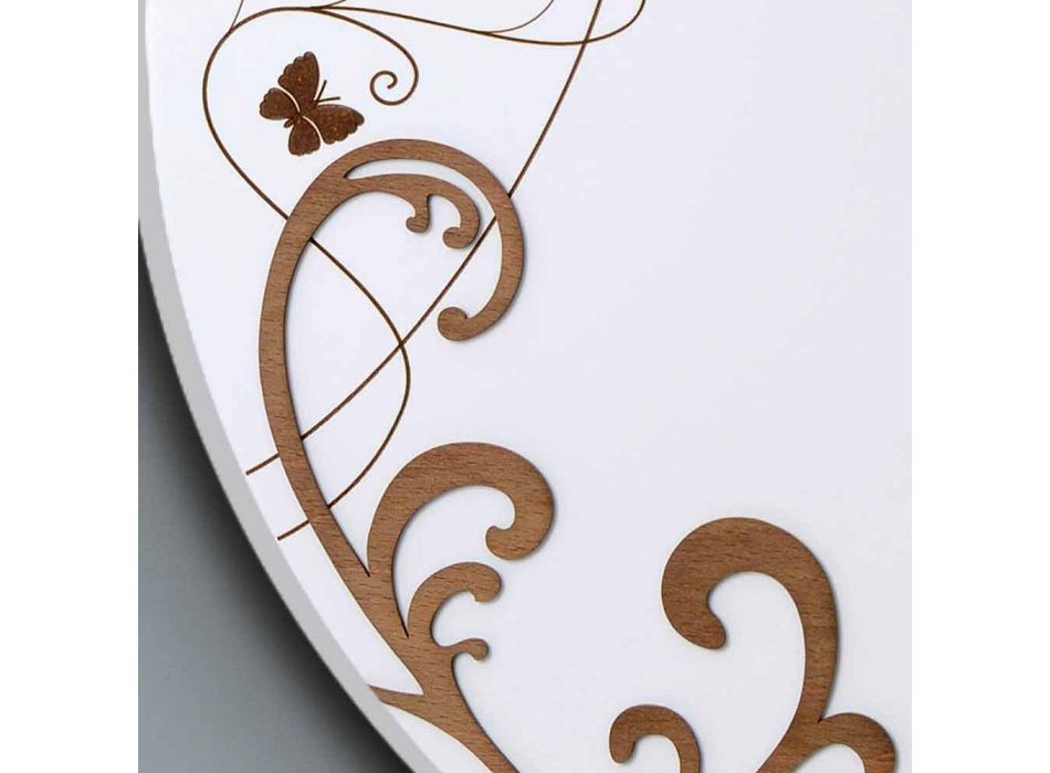Horloge murale en bois moderne et ronde avec des décors de design saisonniers Viadurini