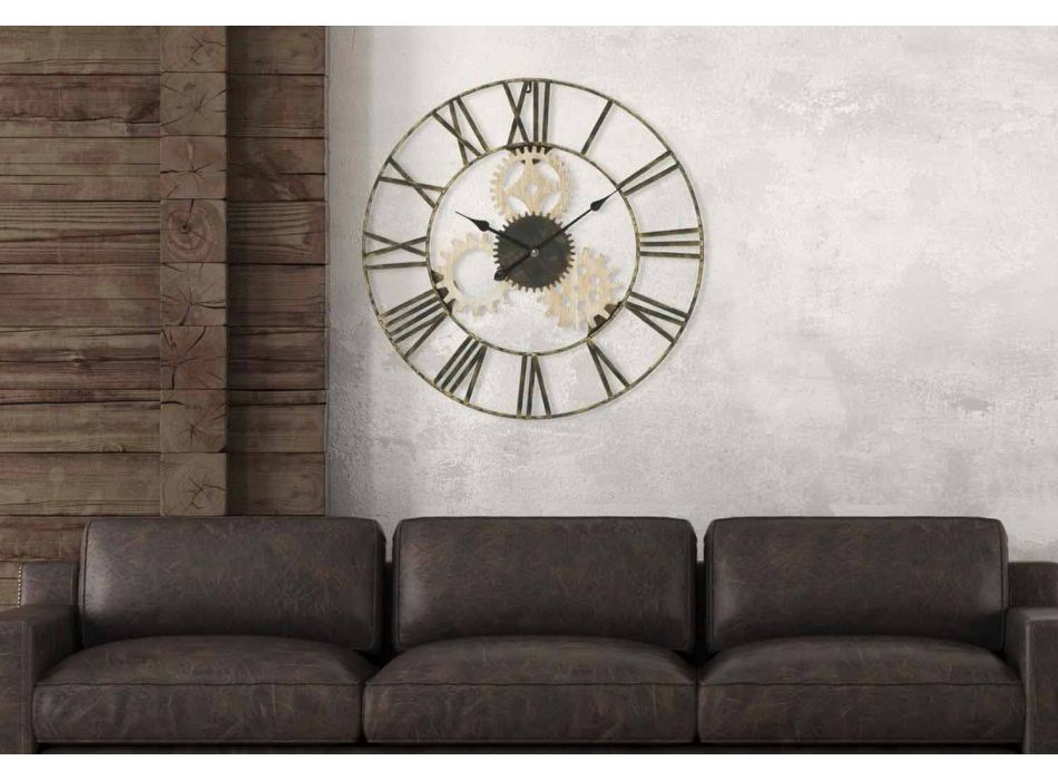 Horloge Murale Ronde Diamètre 70 cm Design Moderne en Fer et MDF - Jutta Viadurini