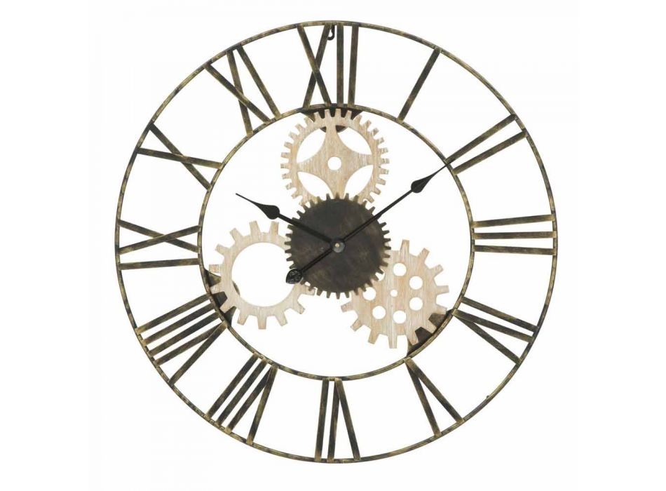 Horloge Murale Ronde Diamètre 70 cm Design Moderne en Fer et MDF - Jutta Viadurini