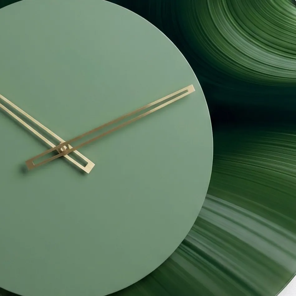 Horloge murale ronde verte en méthacrylate imprimé, fabriquée en Italie - Verdia Viadurini