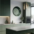 Horloge murale ronde verte en méthacrylate imprimé, fabriquée en Italie - Verdia Viadurini