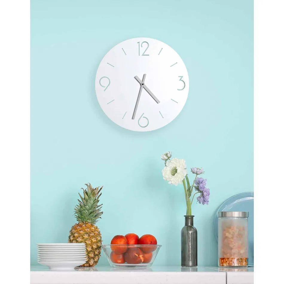 Horloge murale blanche au design classique en bois rond - Septimius Viadurini
