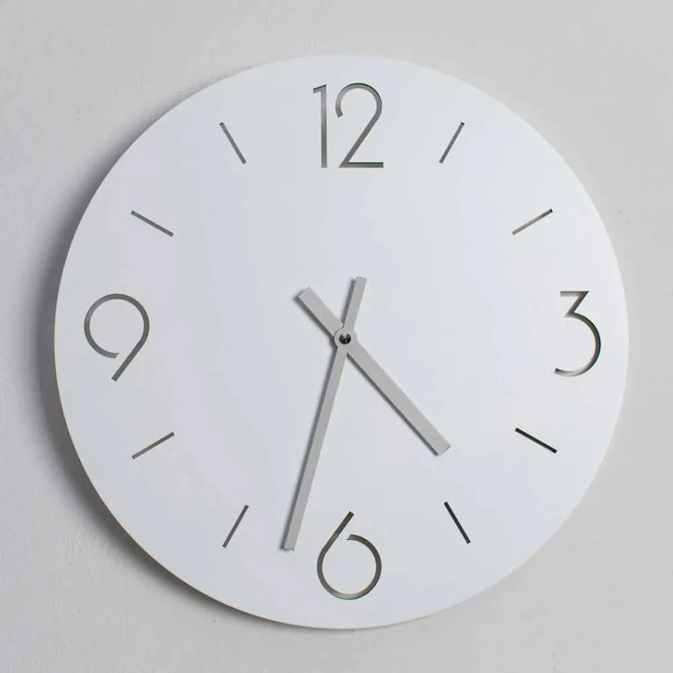Horloge murale blanche au design classique en bois rond - Septimius Viadurini