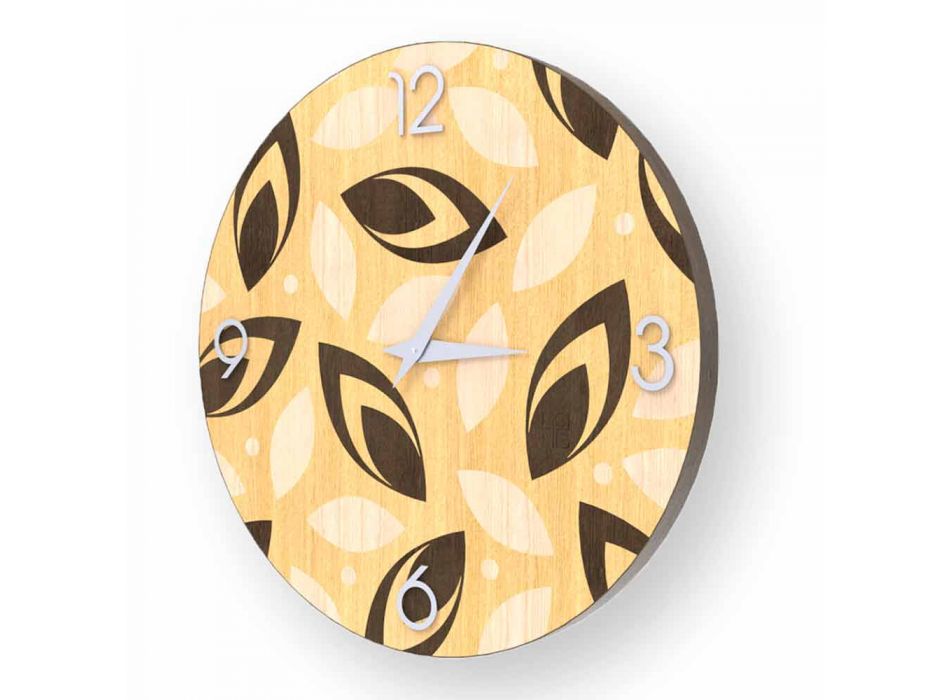 Horloge murale en bois de couleur Filago, fabriquée en Italie Viadurini