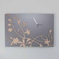 Horloge Murale Design Rectangulaire Gris Moderne en Bois Décoré - Gallium