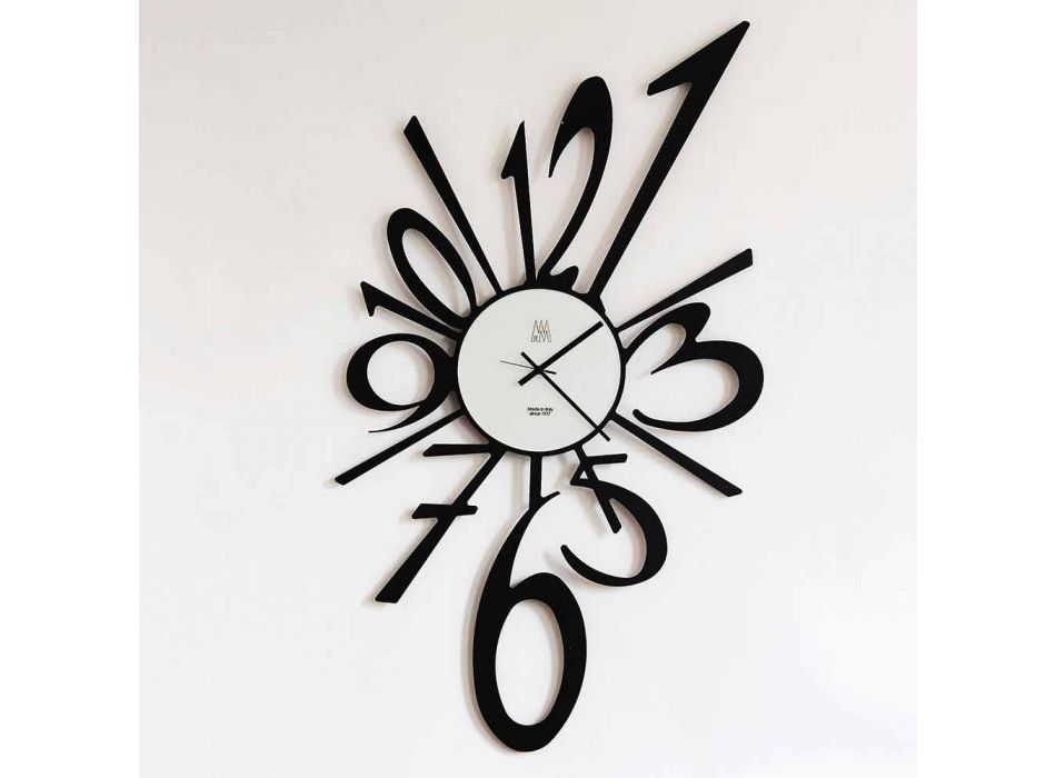 Horloge Murale Design en Fer Noir ou Aluminium Fabriquée en Italie - Oceano Viadurini