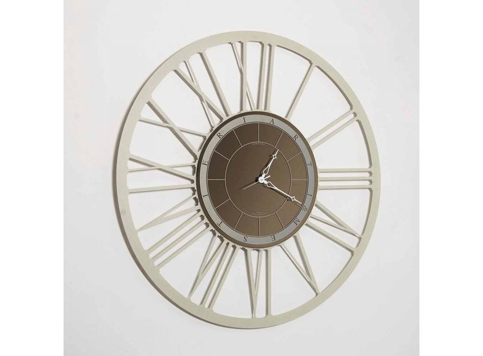 Horloge murale avec miroir en fer, design moderne, fabriquée en Italie - Gioele Viadurini