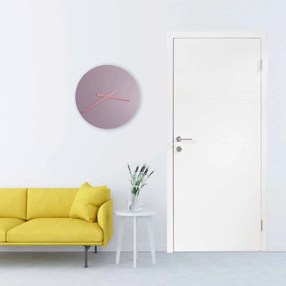 Grande horloge murale moderne colorée en bois rond - Dione Viadurini