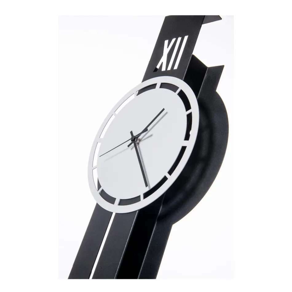 Horloge murale en fer avec pendule fabriquée en Italie - Son Viadurini