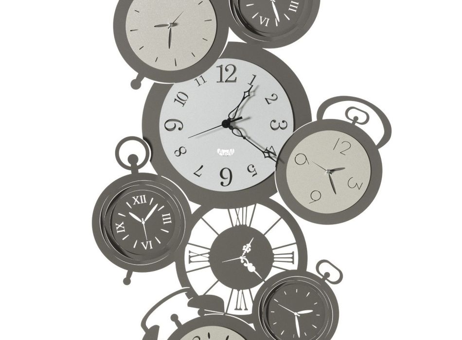 Horloge Murale Design Fer 8 Cadrans Différents Styles et Couleurs - Muvio Viadurini