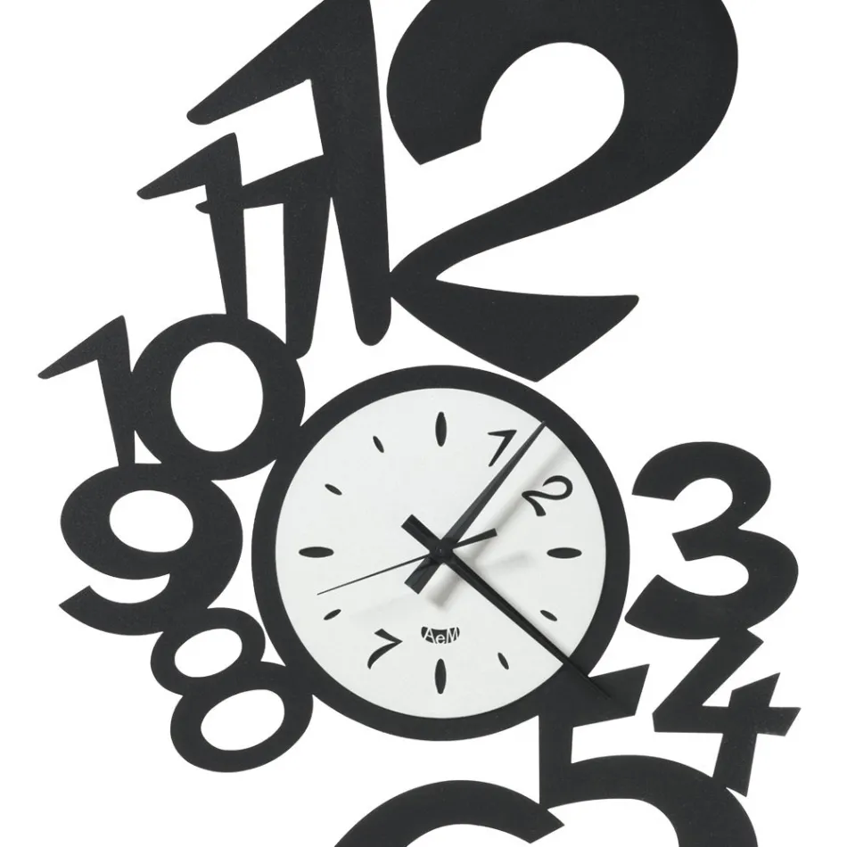 Grande Horloge Murale Design en Fer avec Chiffres Externes - Verseau Viadurini