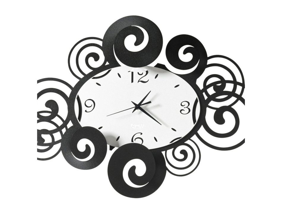Décorations ondulantes d'horloge murale en fer de conception horizontale - Alibreo Viadurini