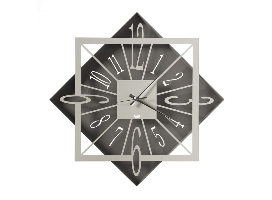 Horloge Murale en Fer Design Carré Géométrique Coloré - Eridano Viadurini