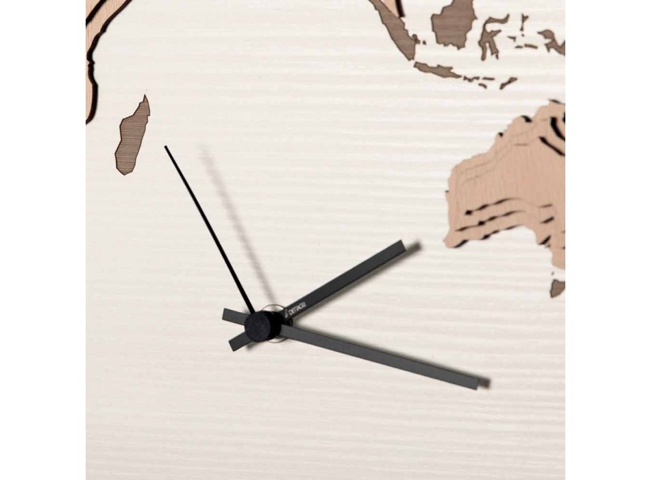Horloge Murale en Bois avec Décoration de Salon Design Planisphère - Mappo Viadurini
