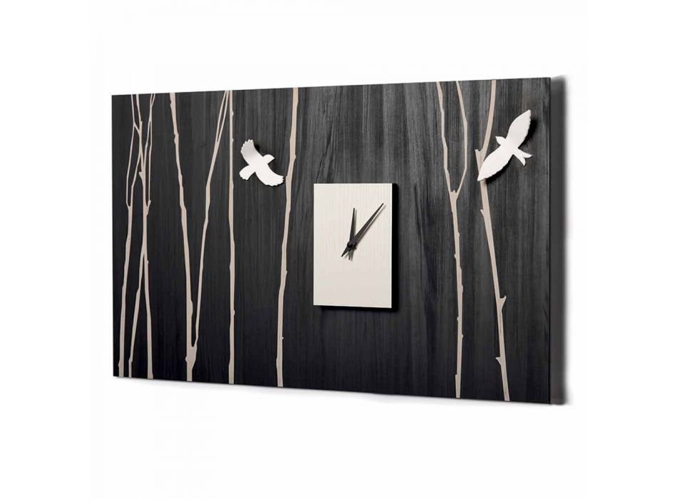 Horloge murale en bois avec décorations design en trois dimensions - Forrest Viadurini