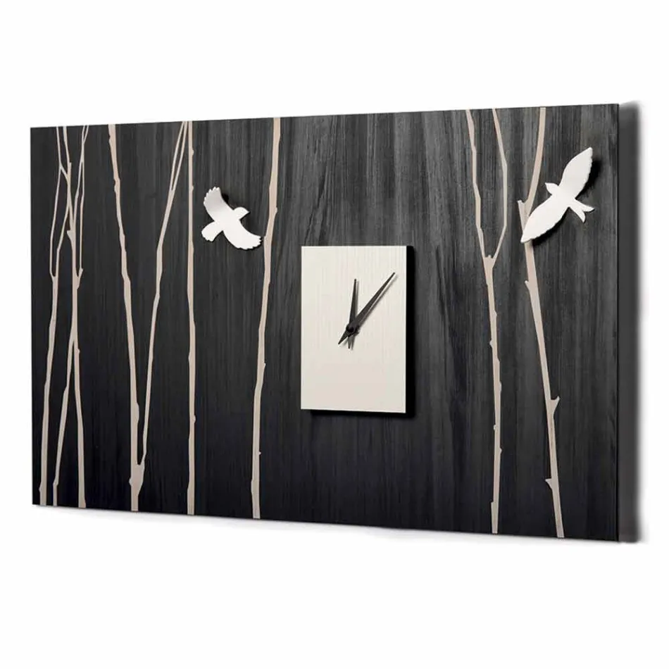 Horloge murale en bois avec décorations design en trois dimensions - Forrest Viadurini
