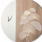 Horloge Murale Design Ronde en Bois avec Décorations, 2 Finitions - Ginkgo Viadurini
