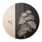 Horloge Murale Design Ronde en Bois avec Décorations, 2 Finitions - Ginkgo Viadurini