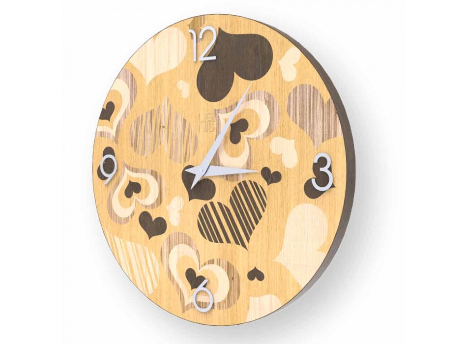 Horloge murale en bois design Cles, fabriquée en Italie Viadurini
