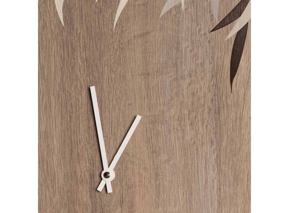 Horloge murale en bois de chêne ou tableau noir rond design gravé au laser - Kanno Viadurini