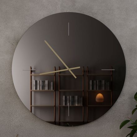Horloge murale en verre avec aiguilles en laiton satiné - Radia Viadurini