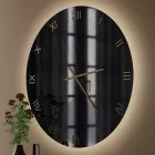 Horloge murale en verre effet marbre noir et or avec aiguilles en laiton - Cortex Viadurini