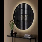 Horloge murale en verre effet marbre noir et or avec aiguilles en laiton - Cortex Viadurini