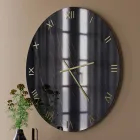 Horloge murale en verre effet marbre noir et or avec aiguilles en laiton - Cortex Viadurini