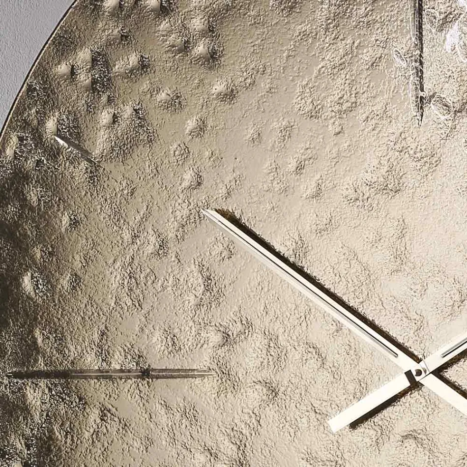 Horloge murale en verre fusionné ondulé avec aiguilles en laiton - Radia Viadurini