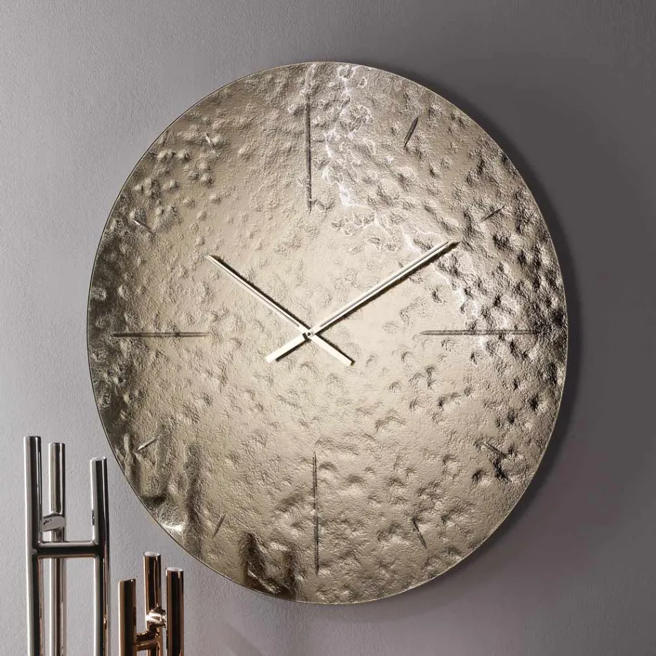 Horloge murale en verre fusionné ondulé avec aiguilles en laiton - Radia Viadurini