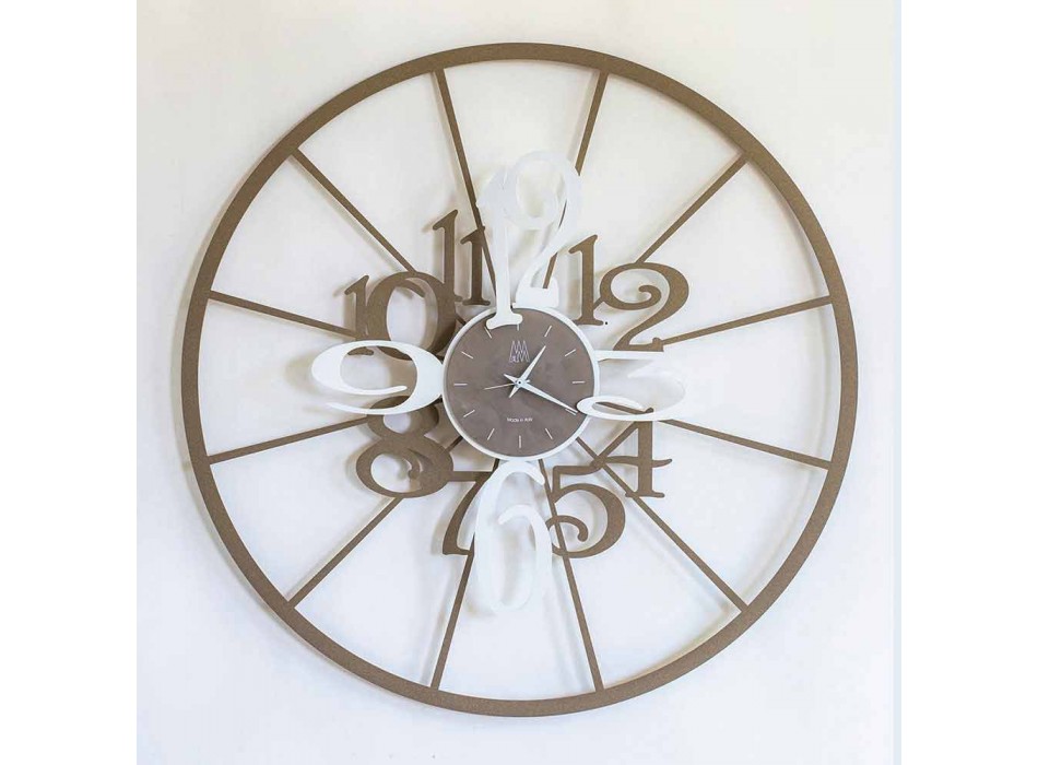 Horloge Murale Moderne Circulaire en Fer Bicolore Fabriquée en Italie - Calipso Viadurini