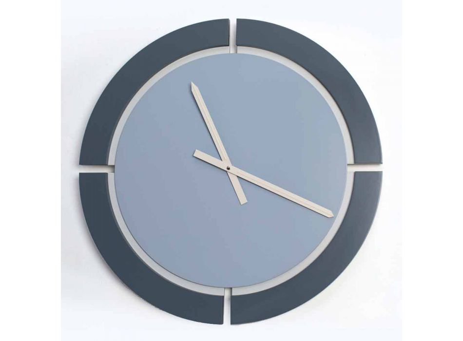 Horloge Murale Ronde Moderne en Blanc Bleu Avio - Savio Viadurini