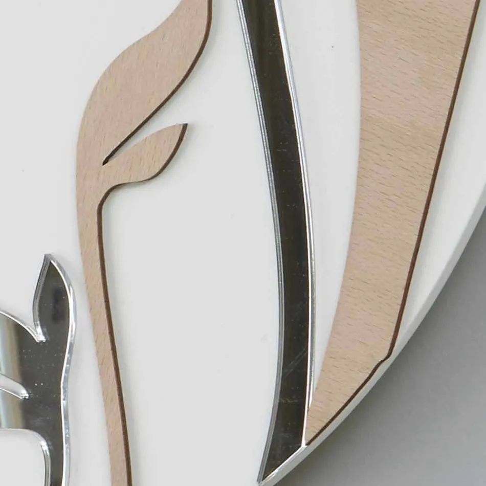 Horloge murale moderne et ronde avec un design en bois décoré - Harmony Viadurini