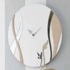 Horloge murale moderne et ronde avec un design en bois décoré - Harmony Viadurini