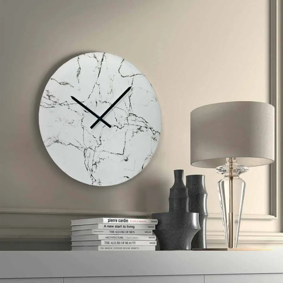 Horloge murale ronde effet marbre sans chiffres fabriquée en Italie - Cadran Viadurini