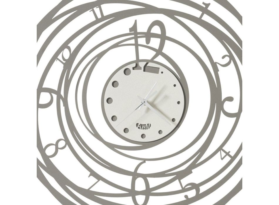 Horloge murale ronde en fer décoré en 3 couleurs - Doric Viadurini