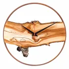 Horloge Murale Ronde en Bois de Pomme Massif Fabriqué en Italie - Sirmione Viadurini