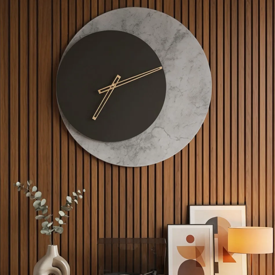 Horloge murale ronde Elara en méthacrylate imprimé, fabriquée en Italie Viadurini