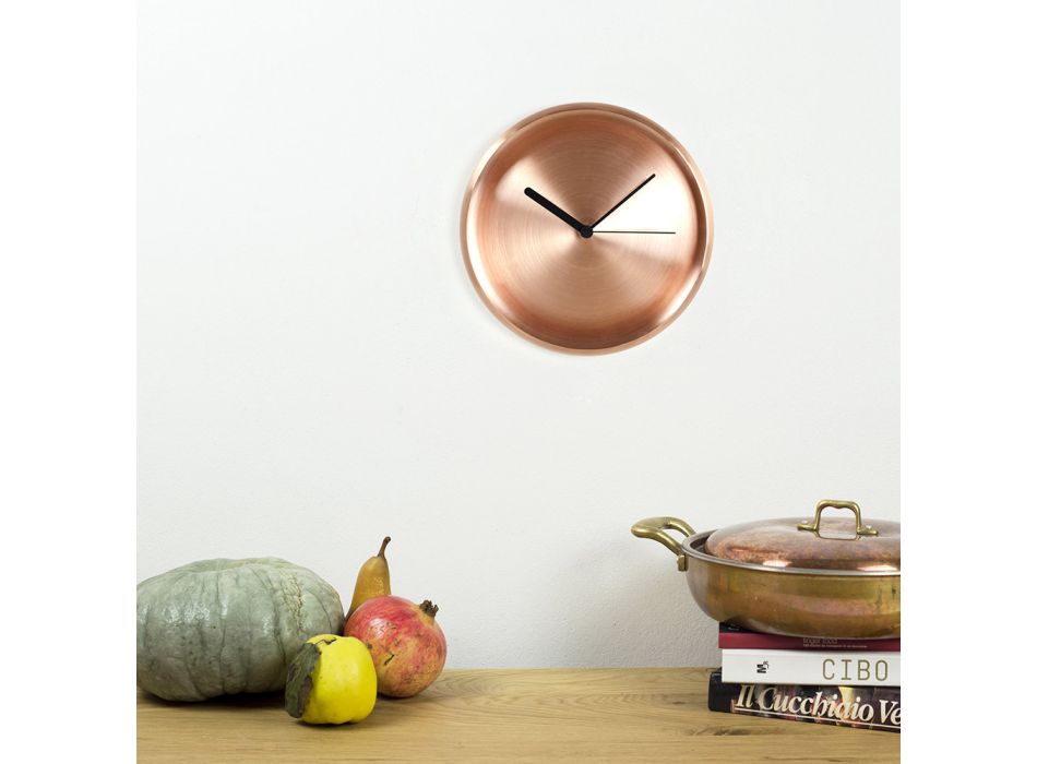 Horloge Murale Ronde en Cuivre Poli Design Made in Italy - Ogio Viadurini