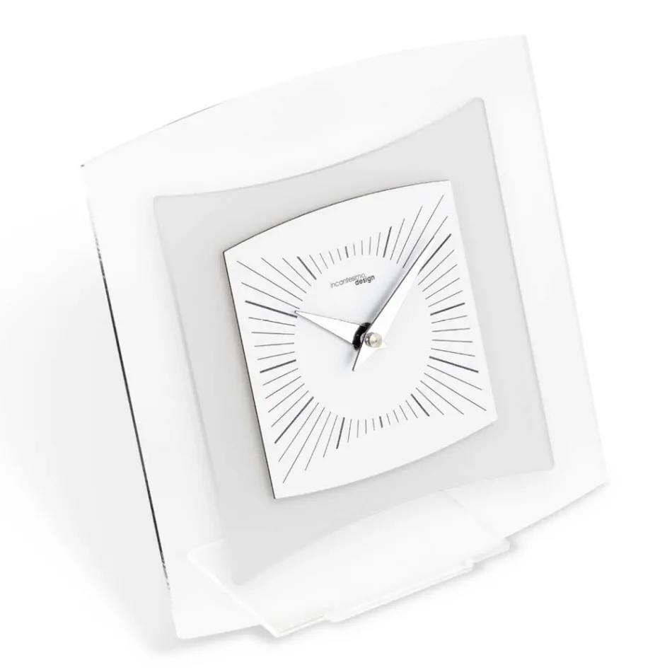 Horloge de table en méthacrylate transparent et bisatinée fabriquée en Italie - Glad Viadurini