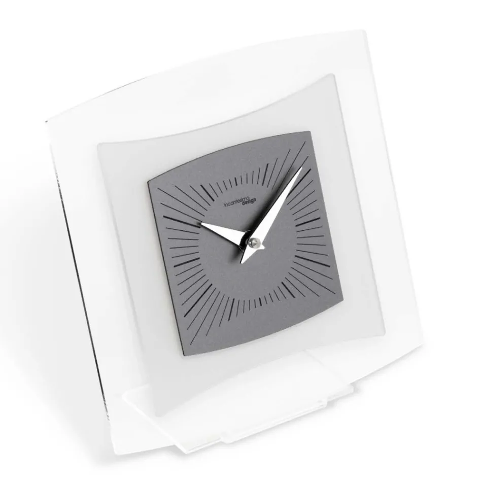 Horloge de table en méthacrylate transparent et bisatinée fabriquée en Italie - Glad Viadurini